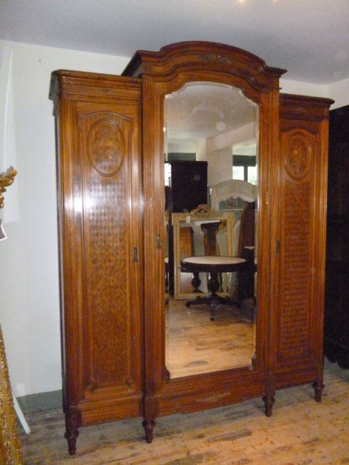 French Triple Mahogany Armoire/ Wardrobe