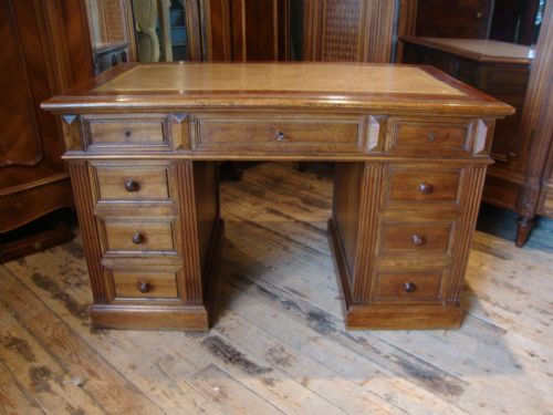 French Walnut Pedestal Desk