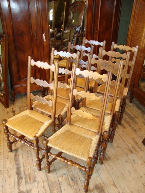French Country Style Set of 8 Dining Chairs