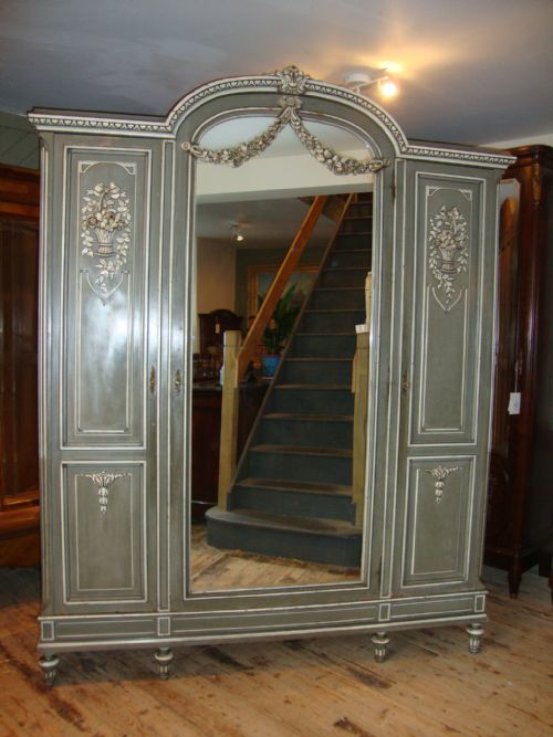 French Louis Xvi Style Triple Door Armoire