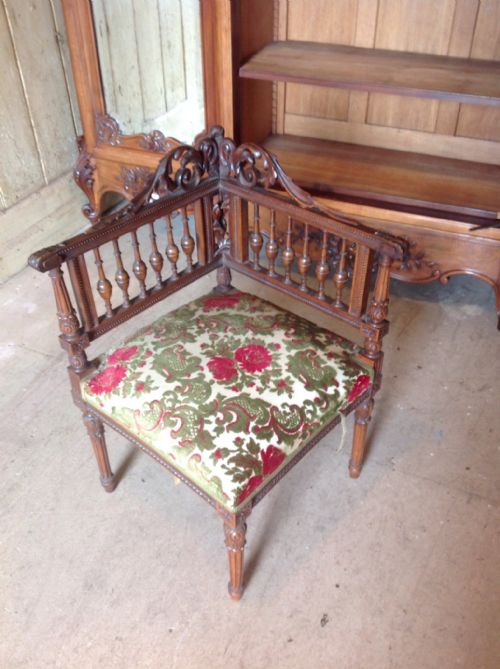 French Walnut Corner Chair