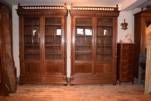 Pair French Henri 11 Matching Bookcases