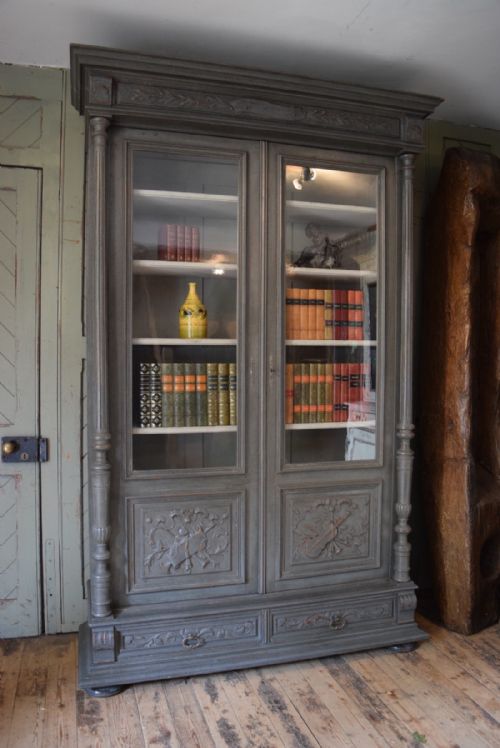 French Henri 11 Style Painted Bookcase/vitrine