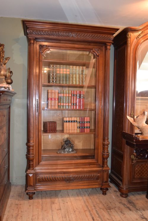 French Louis Xv1 Style Single Door Glazed Bookcase