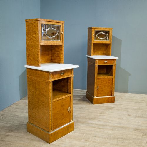 Pair of Satin Birch Bedside Cabinets