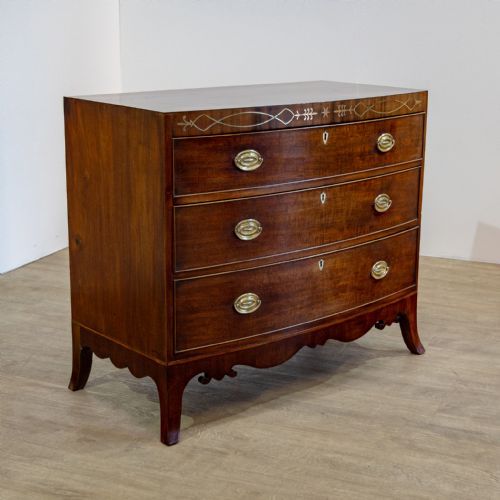 Regency Brass Inlaid Bowfront Chest