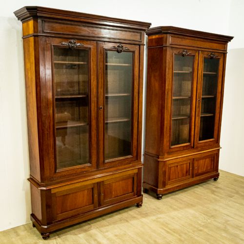 fig 1. Pair of French Mahogany Bookcases