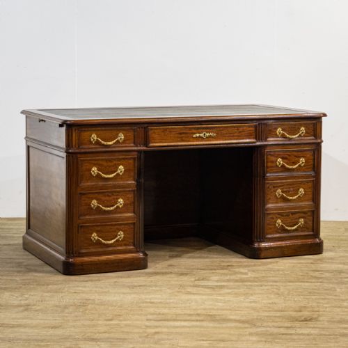 French Mahogany Twin Pedestal Desk