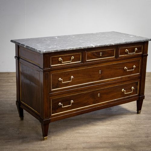 French Mahogany and Brass Louis Xvi Commode