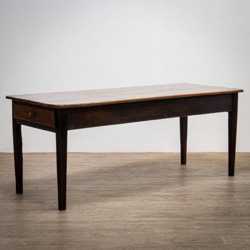 French Pine Topped Farmhouse Table on Oak Base