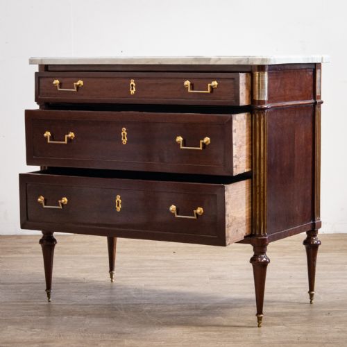 fig 1. Louis XVI Style Mahogany Commode with Marble Top