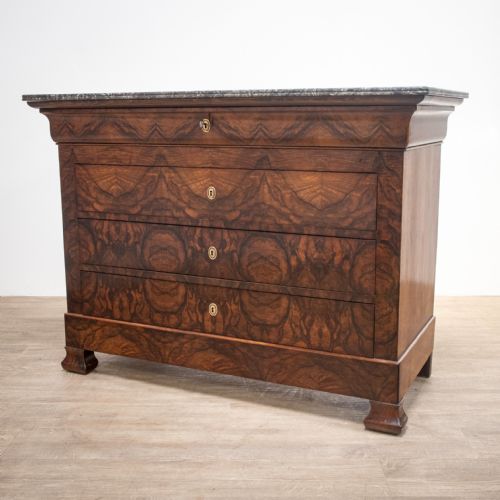 C19th French Walnut Marble Top Commode