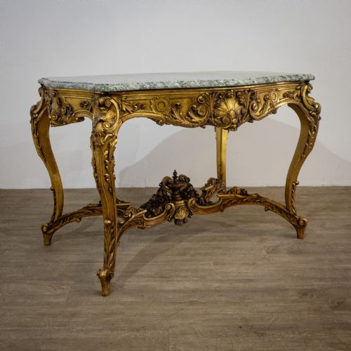 Carved Louis Xv Centre Table with Marble Top