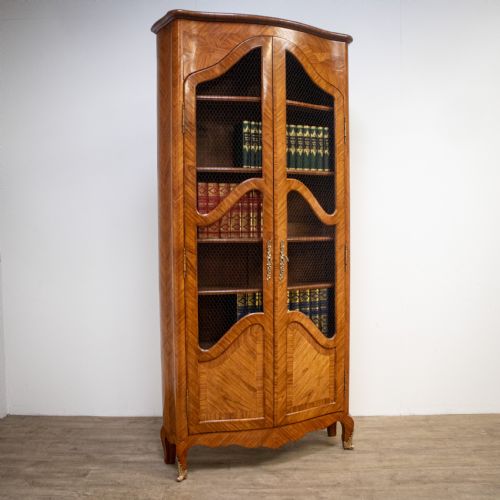 Louis Xv Style French Bookcase with Wire Grill Front, Circa 1900