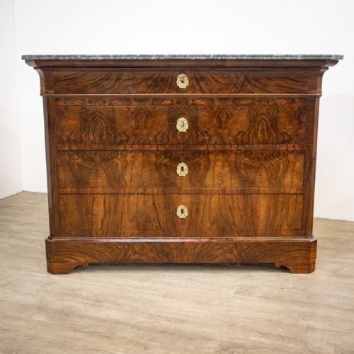 fig 1. Louis Philippe Walnut Commode with Flower Escutcheons