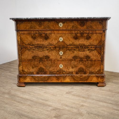fig 1. French Louis Philippe Walnut Marble Top Commode