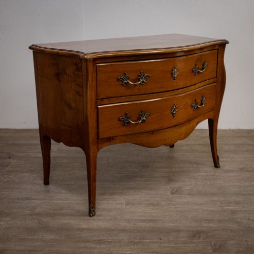 Small French Fruitwood Bombe Commode or Chest of Drawers