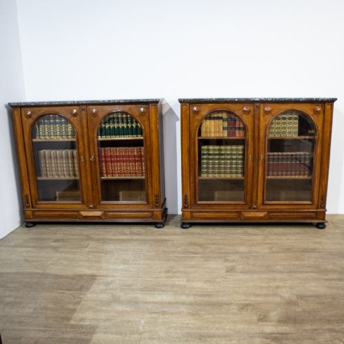 Pair of French Glazed Oak Bookcases or Display Cabinets