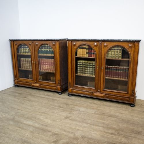 fig 1. Pair of French Glazed Oak Bookcases or Display Cabinets