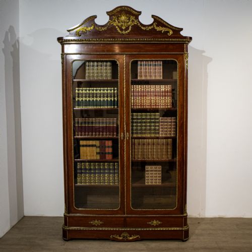 FRENCH NAPOLEON III GLAZED ORMOLU BOOKCASE