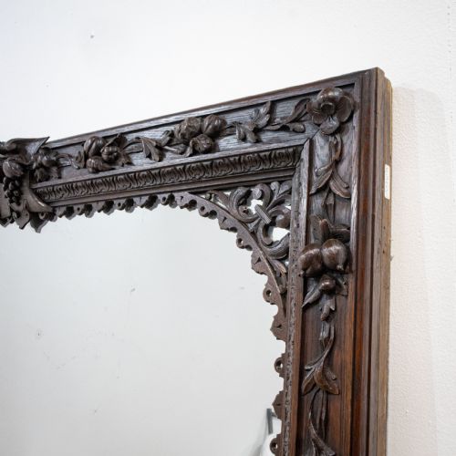 fig 1. French Carved Oak Mirror with Mercury Plate Glass