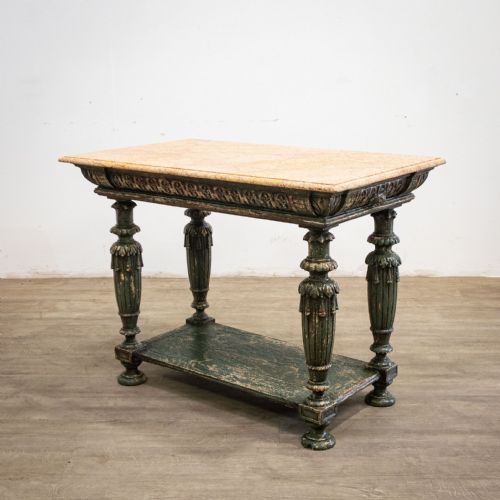 Painted French Centre Table with Marble Top