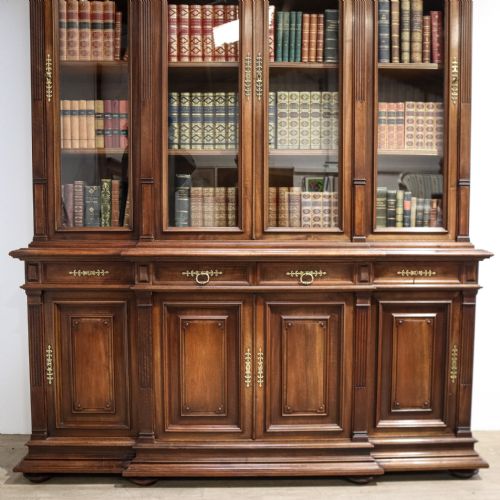 FRENCH WALNUT BREAKFRONT LIBRARY BOOKCASE - ADDITIONAL PHOTO 2