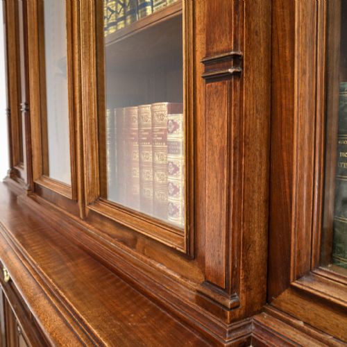 FRENCH WALNUT BREAKFRONT LIBRARY BOOKCASE - ADDITIONAL PHOTO 8