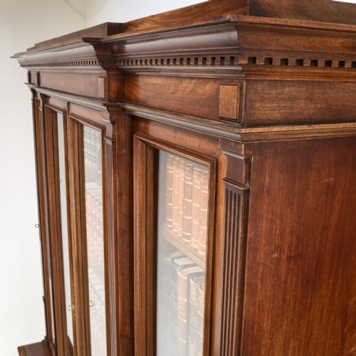 FRENCH WALNUT BREAKFRONT LIBRARY BOOKCASE - ADDITIONAL PHOTO 9