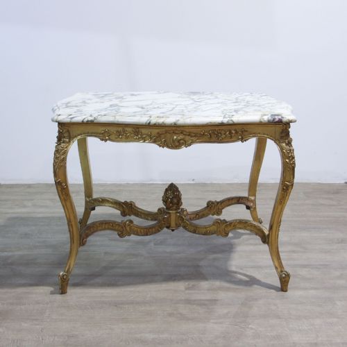 FRENCH CARVED GILT WOOD CENTRE TABLE IN LOUIS XVI STYLE - ADDITIONAL PHOTO 1