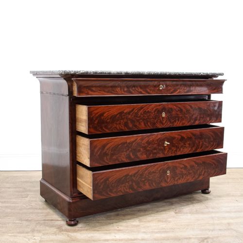 fig 1. French Louis Philippe Mahogany Commode with Marble Top
