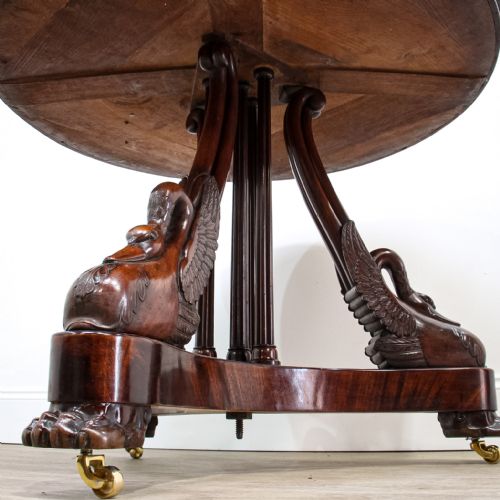 FRENCH EMPIRE MAHOGANY GURIDON TABLE WITH SWAN DETAIL - ADDITIONAL PHOTO 1