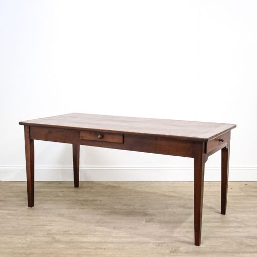 French Fruitwood Farmhouse Table with 2 Drawers