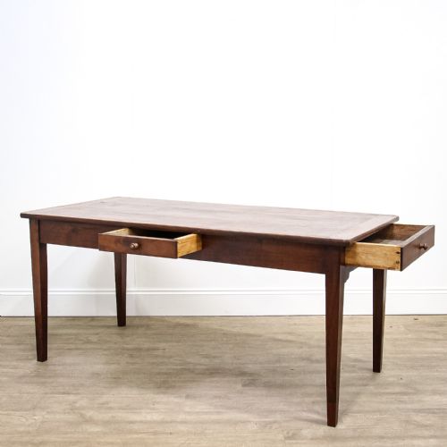 fig 1. French Fruitwood Farmhouse Table with 2 Drawers