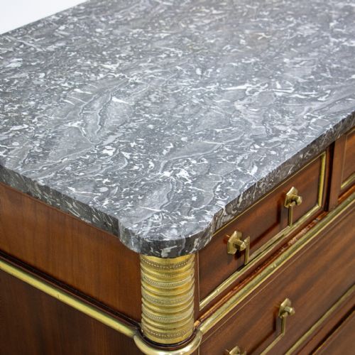 fig 2. French Mahogany Louis XVI Marble Top Commode
