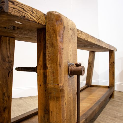 fig 2. French 19th Century Elm Work Bench with Clamp