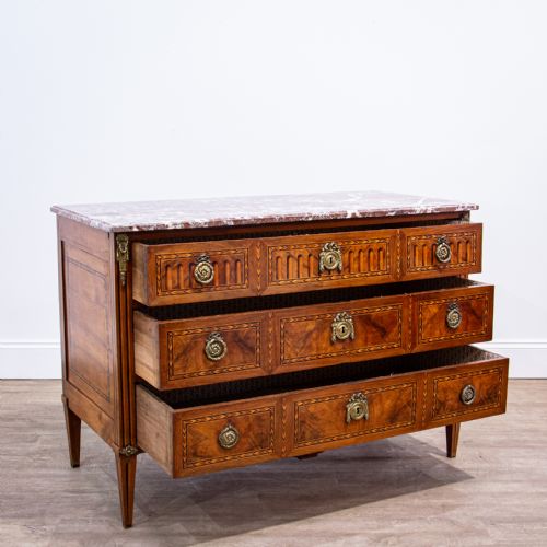 fig 1. French 18th Century Kingwood Marble Top Commode