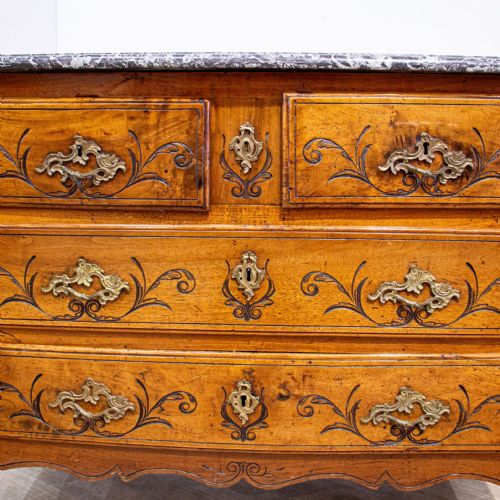 FRENCH 18TH CENTURY WALNUT LOUIS XV MARBLE TOP COMMODE - ADDITIONAL PHOTO 4