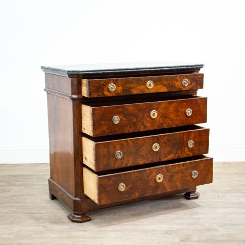 fig 1. French Walnut Louis Philippe Commode with Marble Top