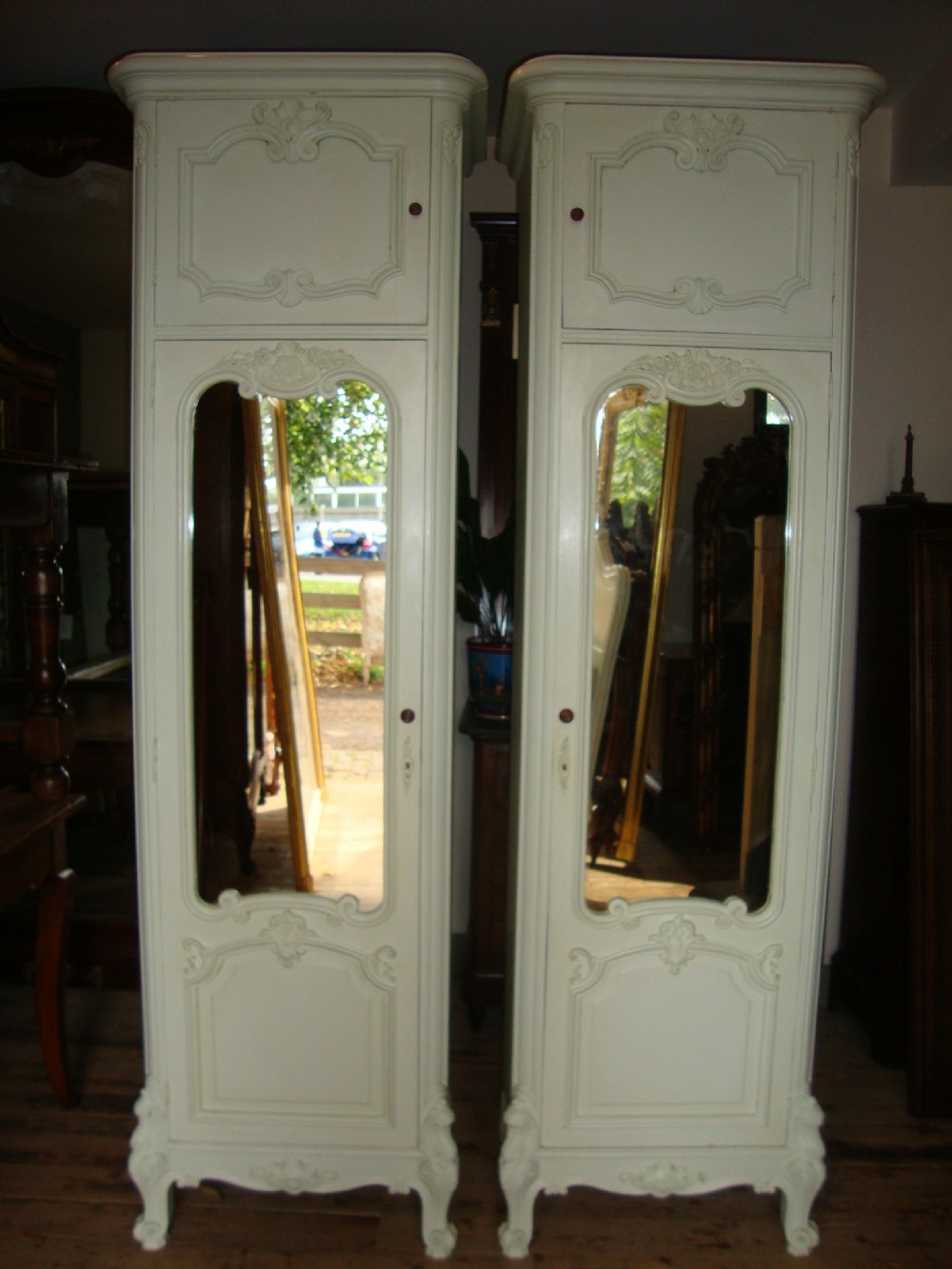 FRENCH PAIR MATCHING PAINTED CUPBOARDS