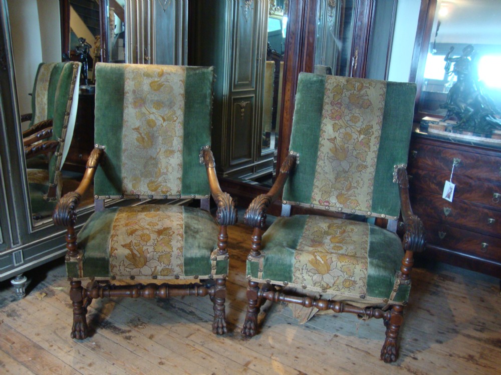 FRENCH PAIR OF THRONE STYLE ARM CHAIRS 