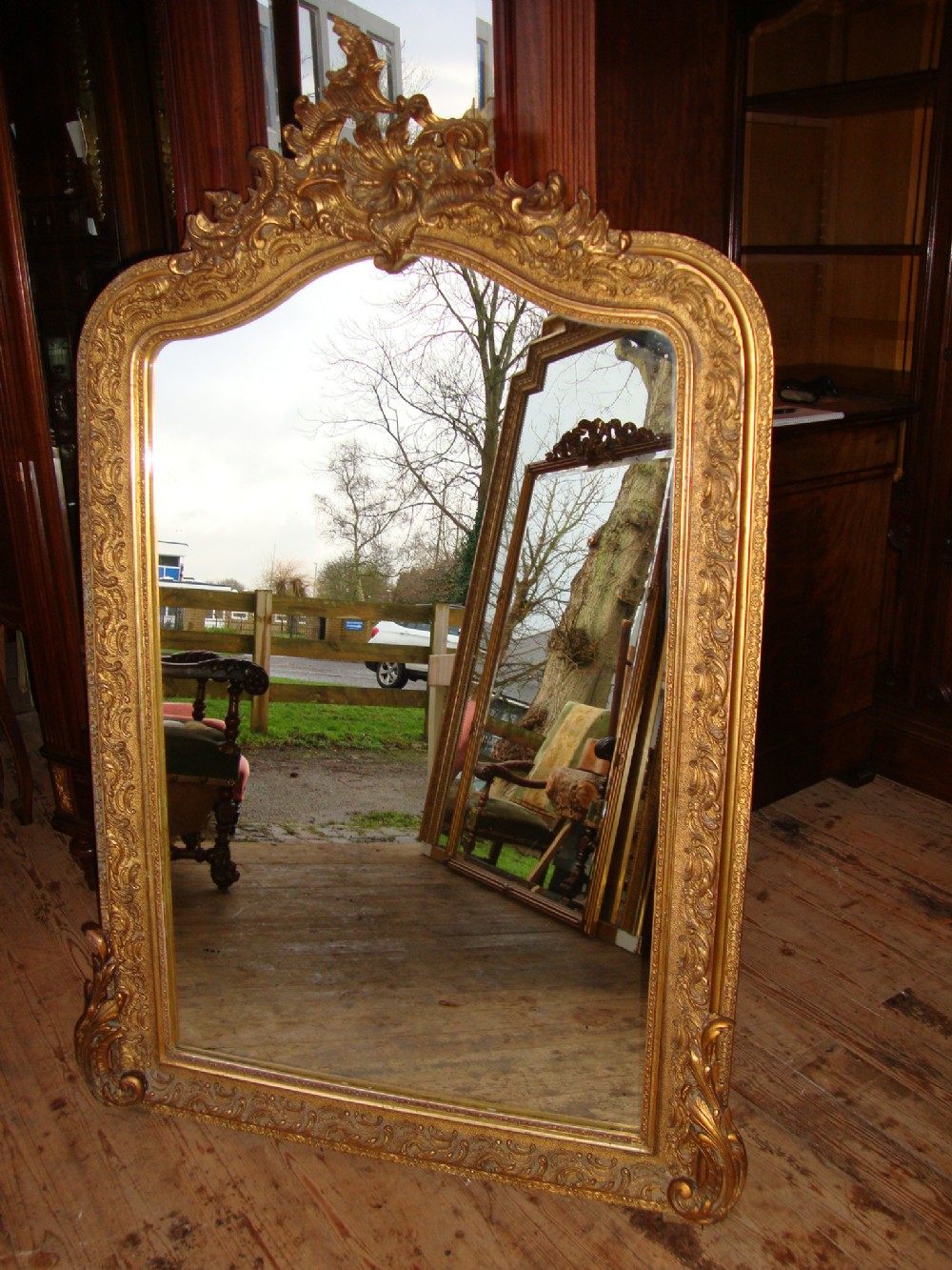 FRENCH LOUIS XV STYLE GILDED MIRROR
