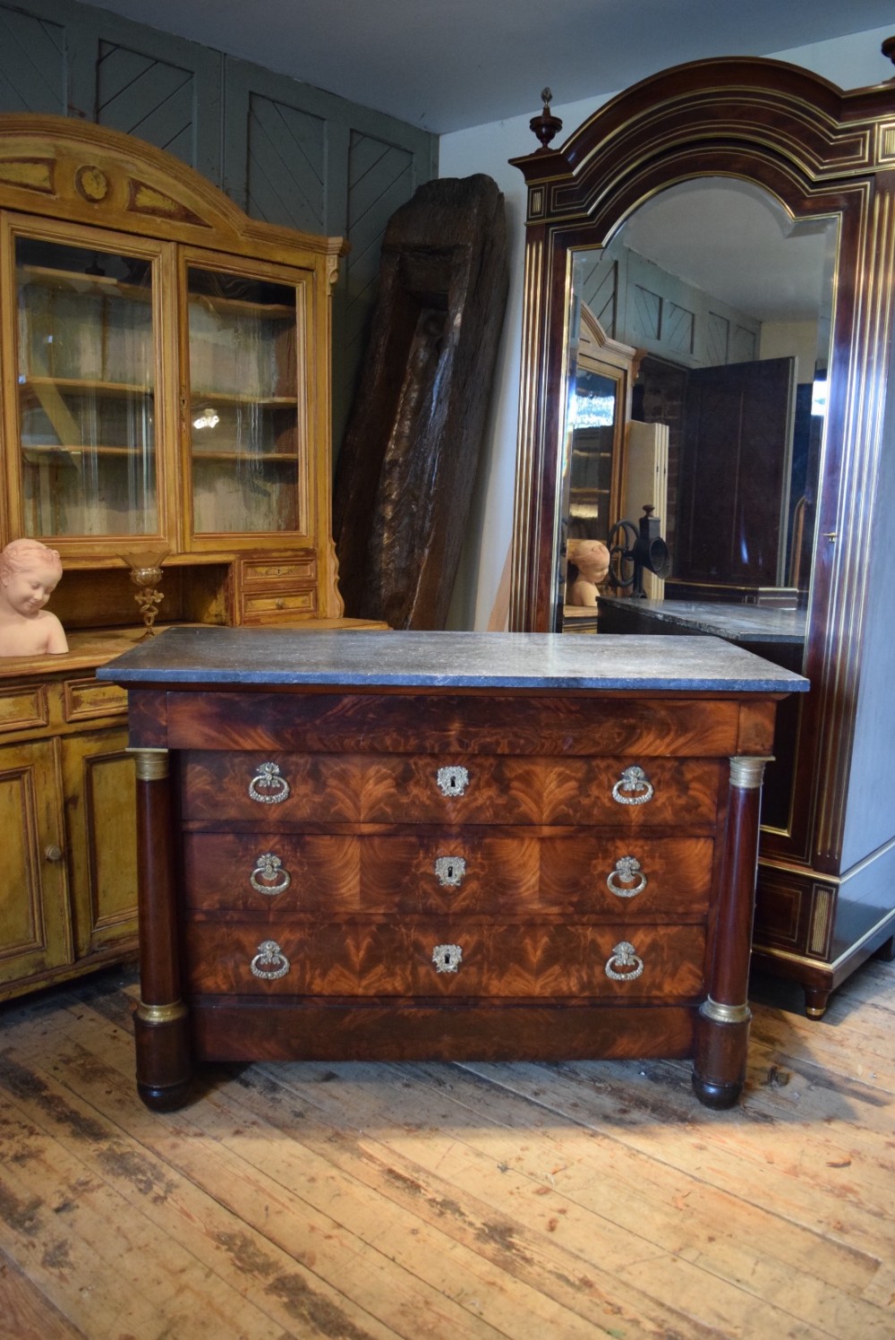 FRENCH EMPIRE MAHOGANY COMMODE