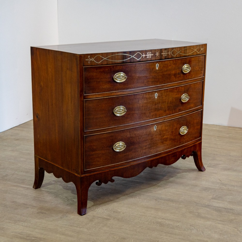 Regency Brass Inlaid Bowfront Chest
