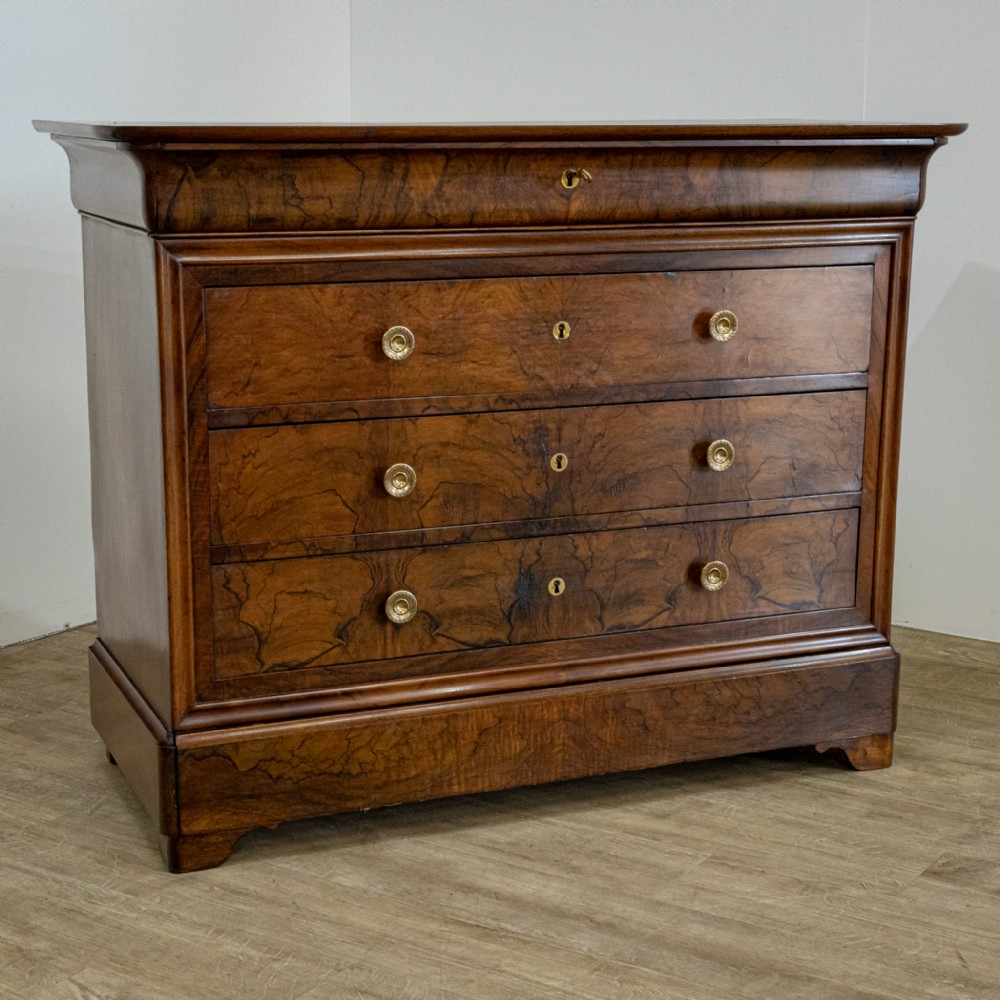 French Louis Phillipe Figured Walnut Commode