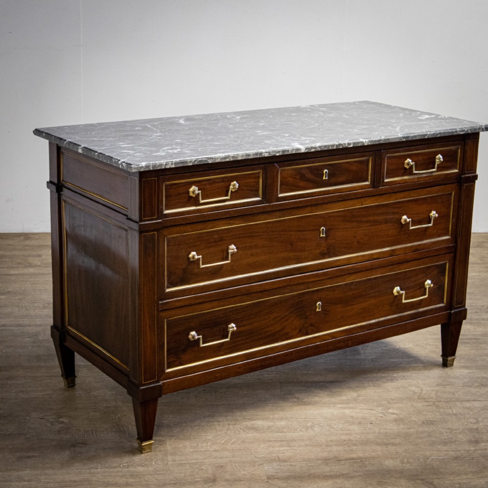 French Mahogany and Brass Louis XVI commode