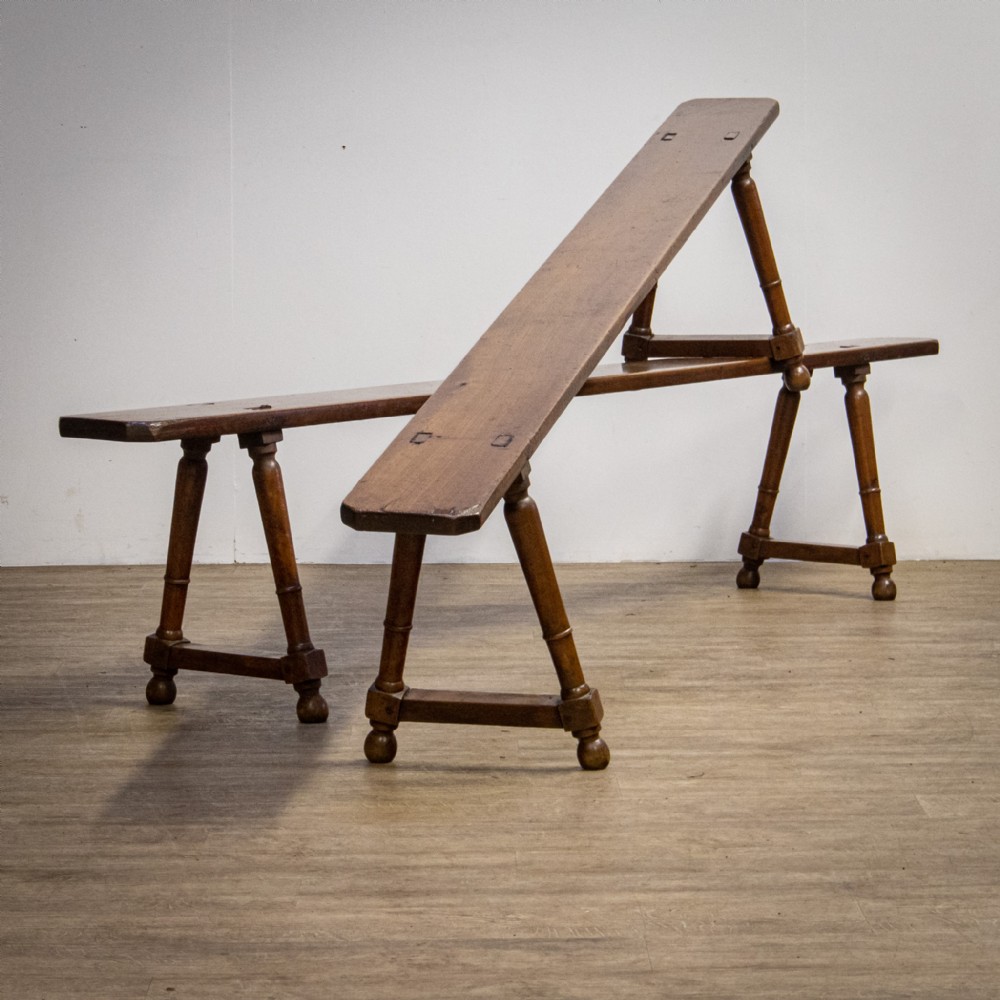 Pair of French Fruitwood Benches