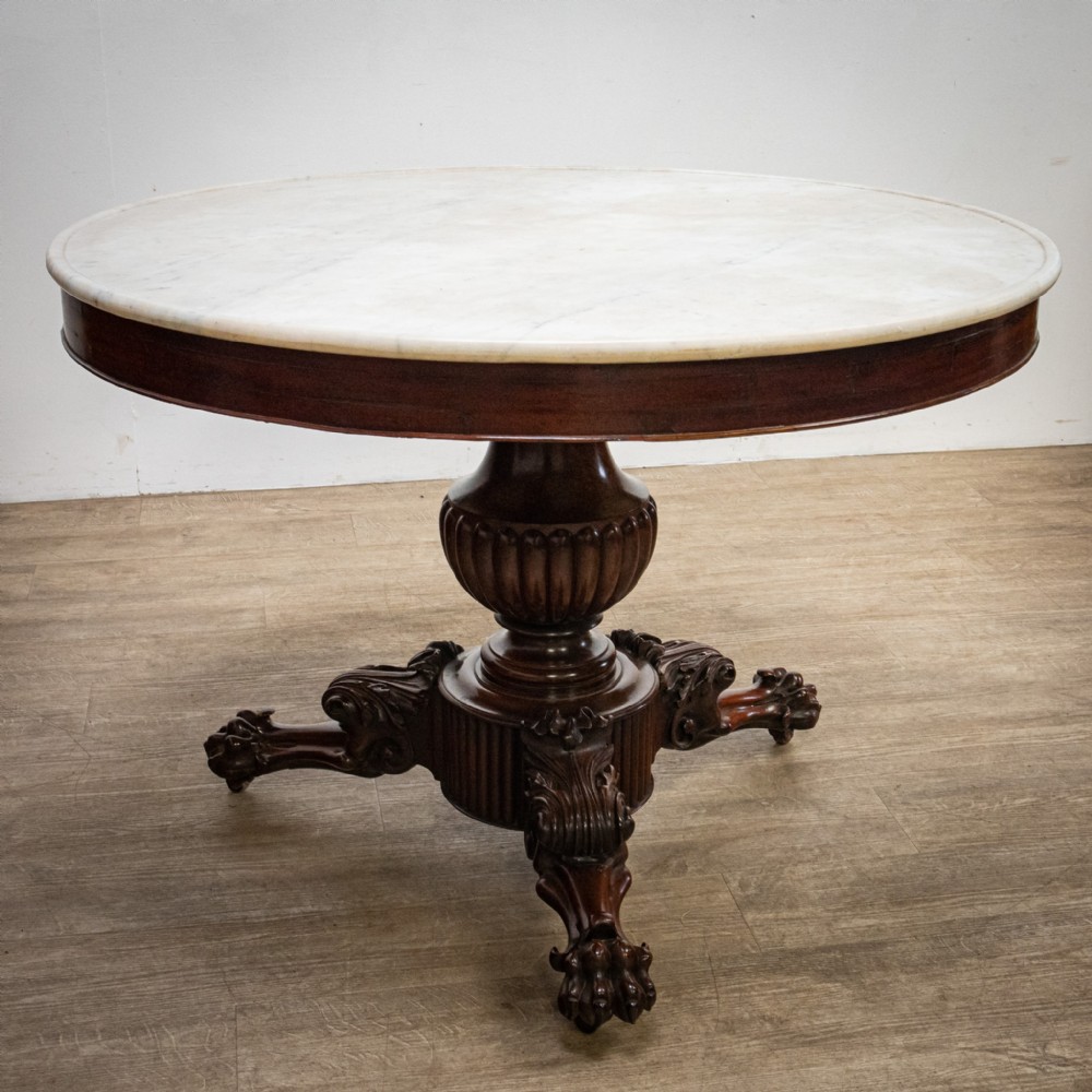 19th Century Gueridon with White Marble Top