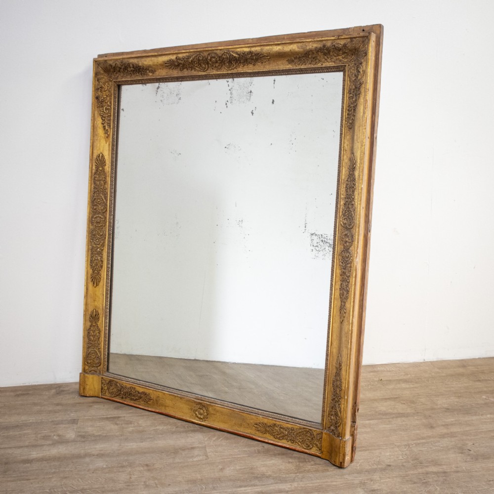 Large 19th Century French Gilt Over Mantle Mirror