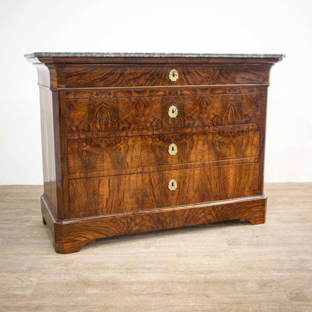 Louis Philippe Walnut Commode with Flower Escutcheons
